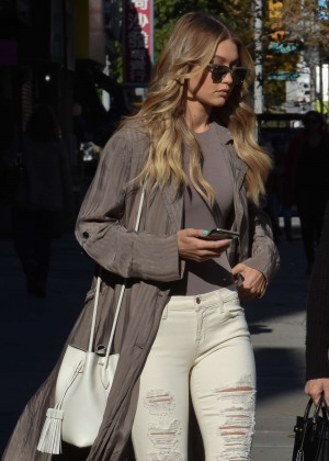 Gigi Hadid in Ripped Jeans out in New York