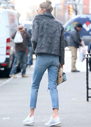 Gigi Hadid in Ripped Jeans out in New York City | GotCeleb