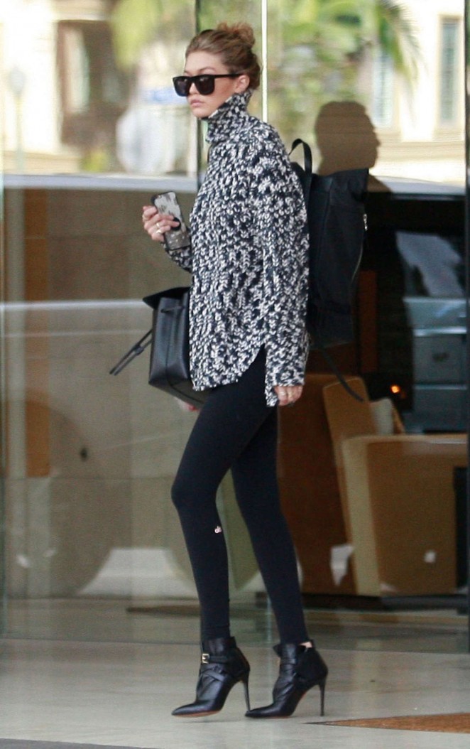 Gigi Hadid in Tights out in Los Angeles