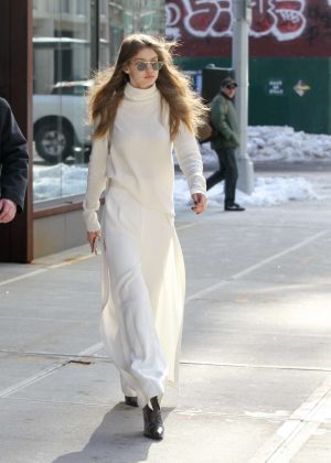Gigi Hadid in White outfit out in New York City
