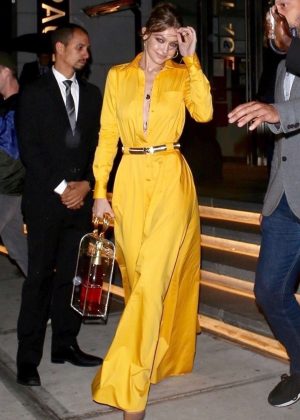 Gigi Hadid in Yellow - Leaves an event in NYC