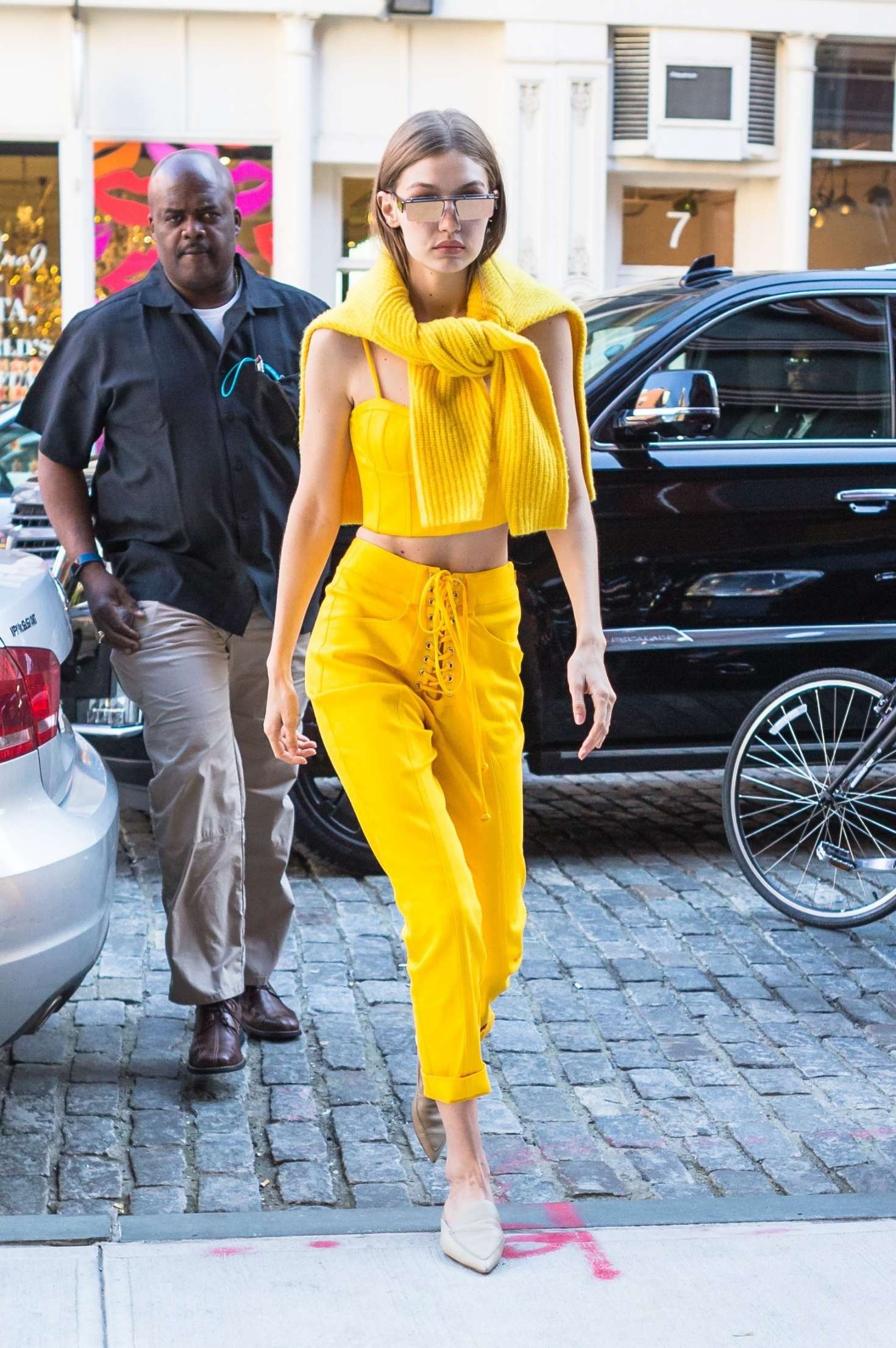 Gigi Hadid in yellow out in NYC -12 | GotCeleb