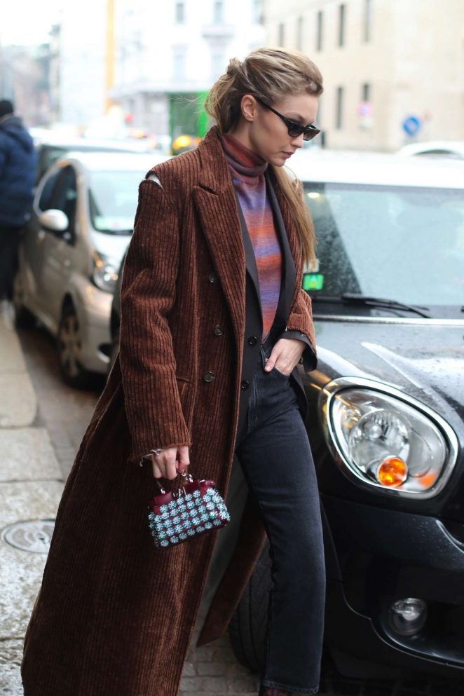 Gigi Hadid out for a coffee in Milan