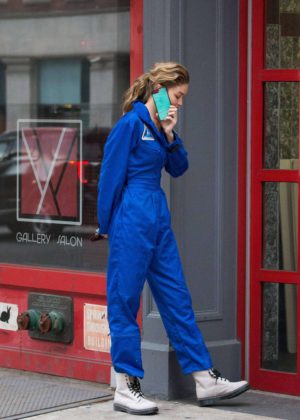 Gigi Hadid: Wearing a blue NASA jumpsuit 10