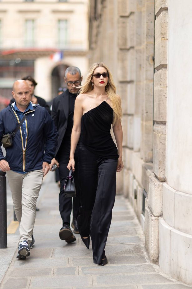 Gigi Hadid - Wearing a Chloe bag while out in Paris
