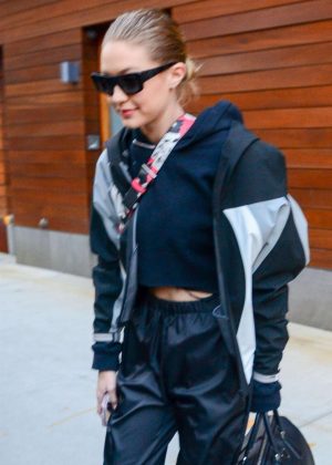 Gigi Hadid - Wearing Prada workout gear in New York City