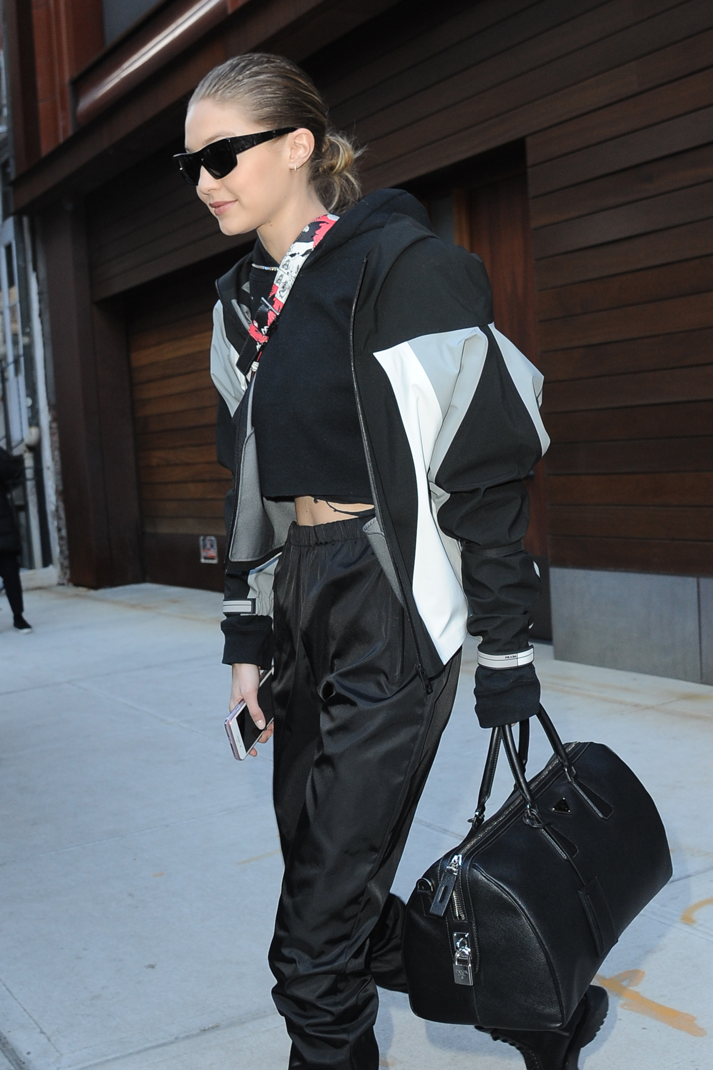 Gigi Hadid Swaps a Gym Bag for a Prada Bowler