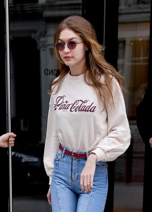 Gigi Hadid - Wears a Pina Colada sweat shirt in NYC