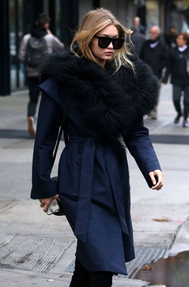 Gigi Hadidin Long Coat Out in NYC
