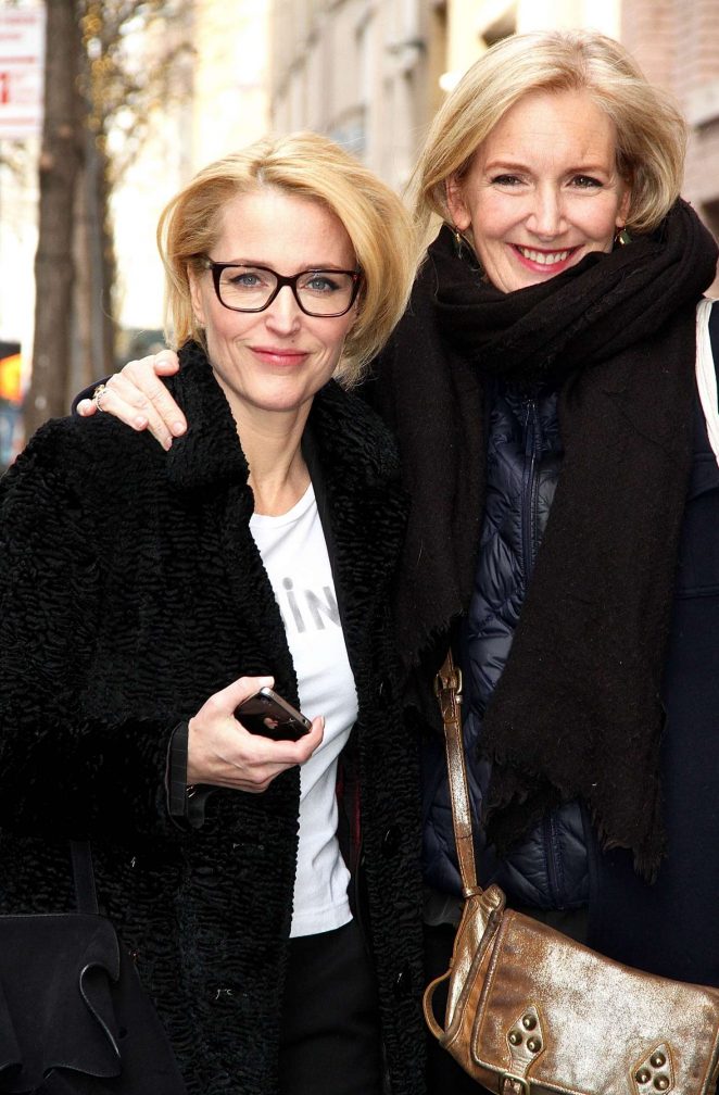 Gillian Anderson and Jennifer Nadal at AOL Build studios in NYC