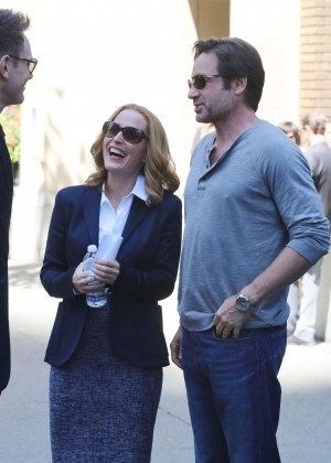 Gillian Anderson on the set of 'The X-Files' in Vancouver