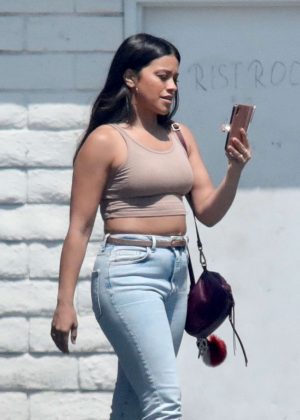 Gina Rodriguez in Jeans and Tank Top out in Los Angeles