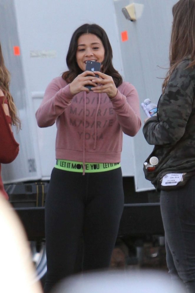 Gina Rodriguez - On the set of 'Law and Order: SVU' in Los Angeles