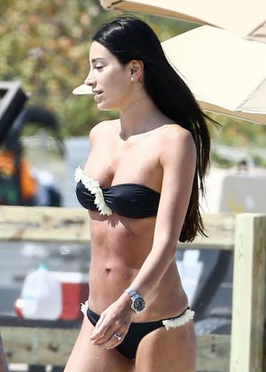 Giorgia Gabriele in Black Bikini on the Beach in Miami