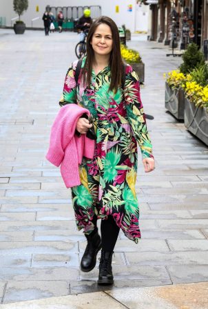 Giovanna Fletcher - In floral dress at the Global Radio Studios in London
