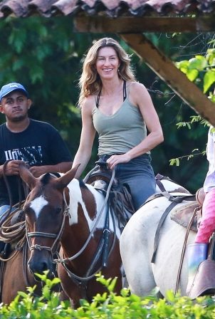 Gisele Bundchen - Horseback riding with jiu-jitsu instructor Joaquim Valente in Costa Rica