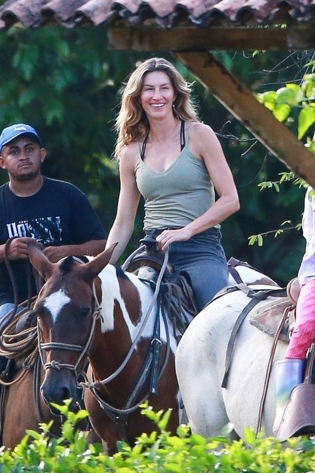 Gisele Bundchen - Horseback riding with jiu-jitsu instructor Joaquim Valente in Costa Rica