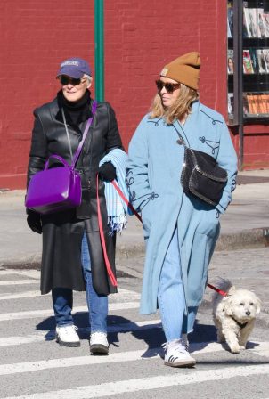Glenn Close - With her daughter Annie seen while walking their dog Pip in New York