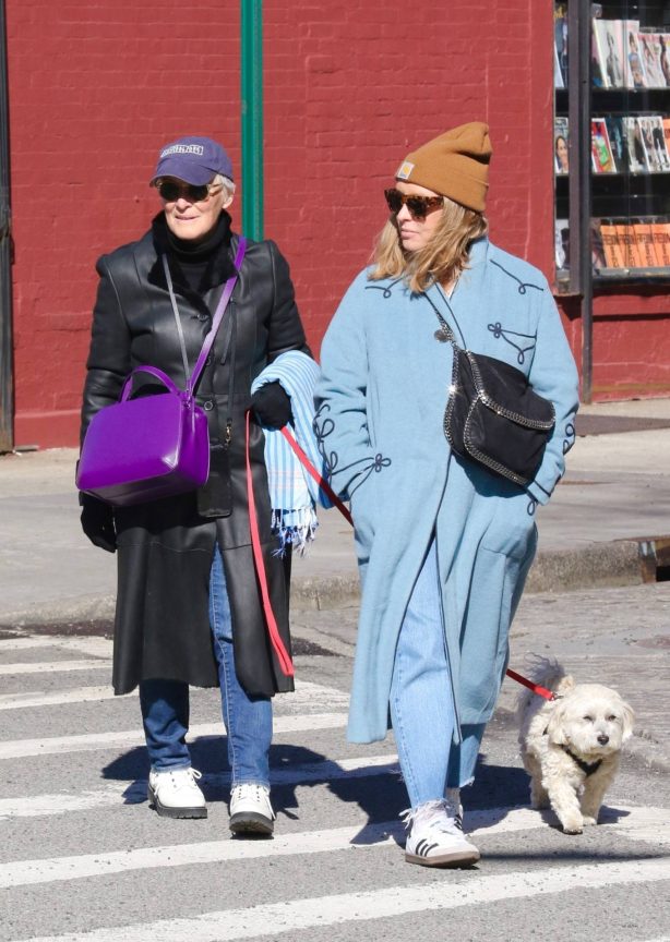 Glenn Close - With her daughter Annie seen while walking their dog Pip in New York