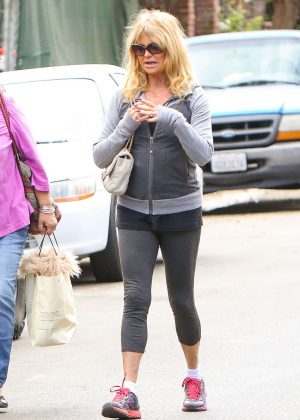 Goldie Hawn in Tights Out for a morning walk in LA
