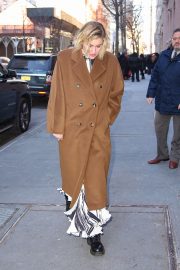 Greta Gerwig in Long Brown Coat - Out in NYC
