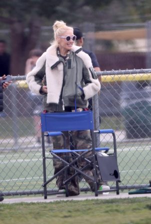 Gwen Stefani - Cheers on her son Apollo at his football game in Los Angeles