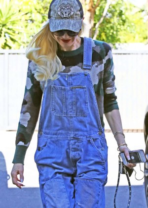 Gwen Stefani in Jeans Jumpsuit out in LA