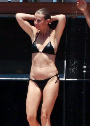 Gwyneth Paltrow in Black Bikini on a luxury yacht in Capri
