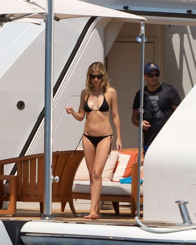 Gwyneth Paltrow in Black Bikini on a yacht in St. Tropez