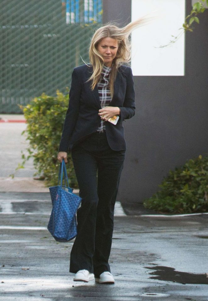 Gwyneth Paltrow out on a rainy day in Los Angeles
