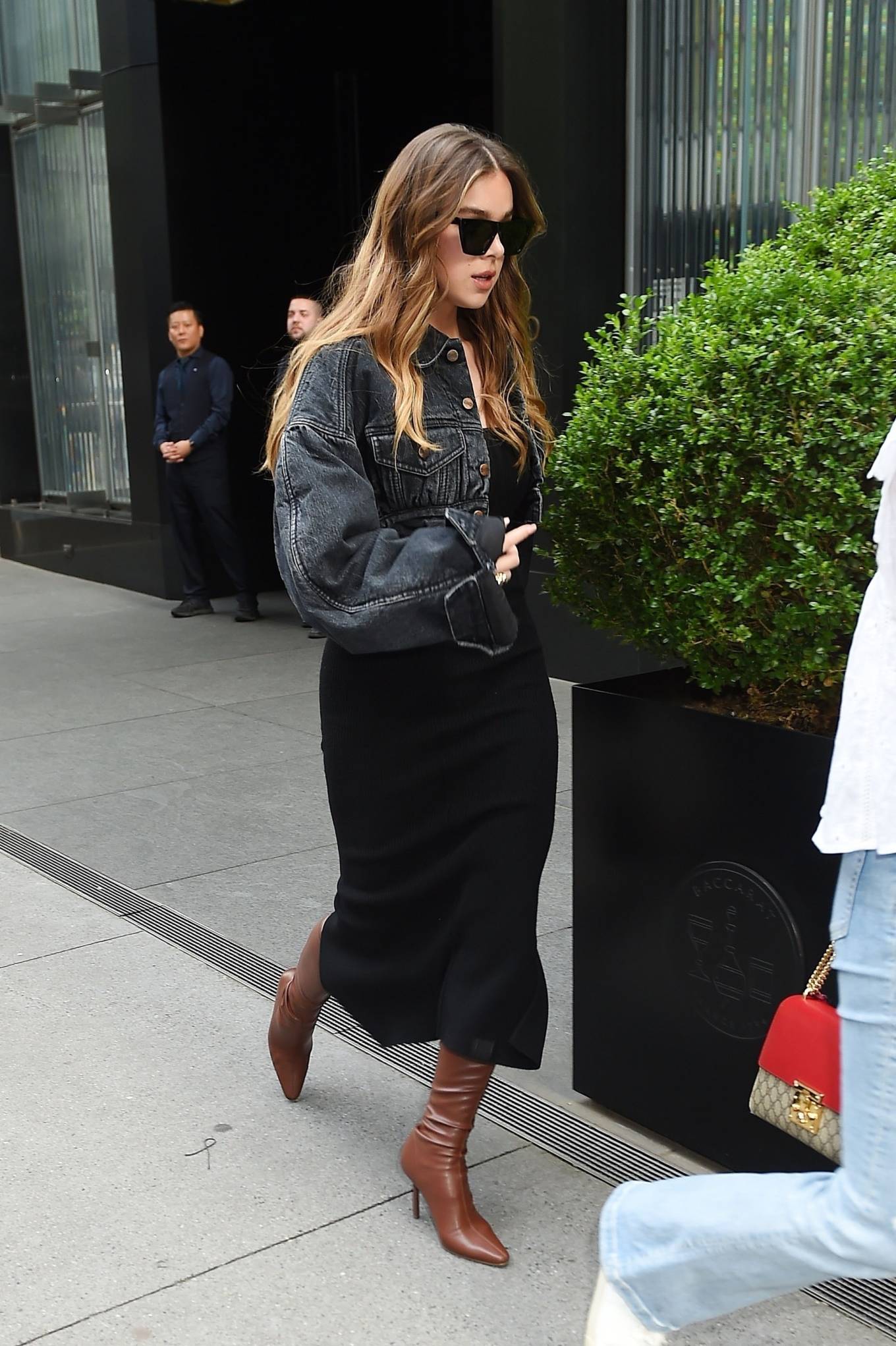 Hailee Steinfeld - In a black denim jacket promoting her work in New York