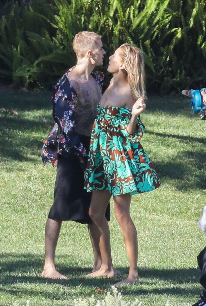 Hailey and Justin Bieber - On the set of a Photoshoot in Los Angeles