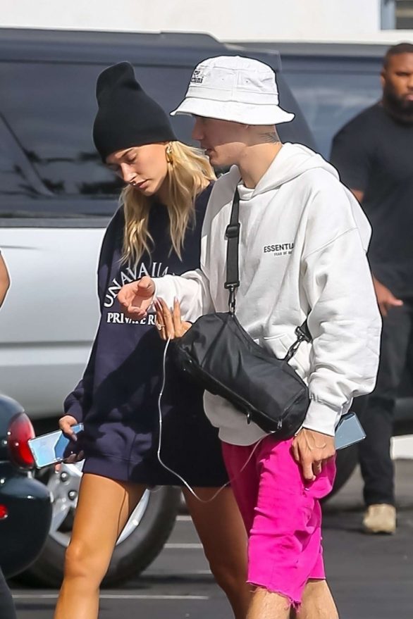 Hailey Baldwin and Justin Bieber - Arrive to the movies at IPIC Movie theater in Westwood