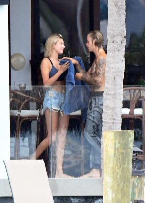 Hailey Baldwin and Justin Bieber out in Miami