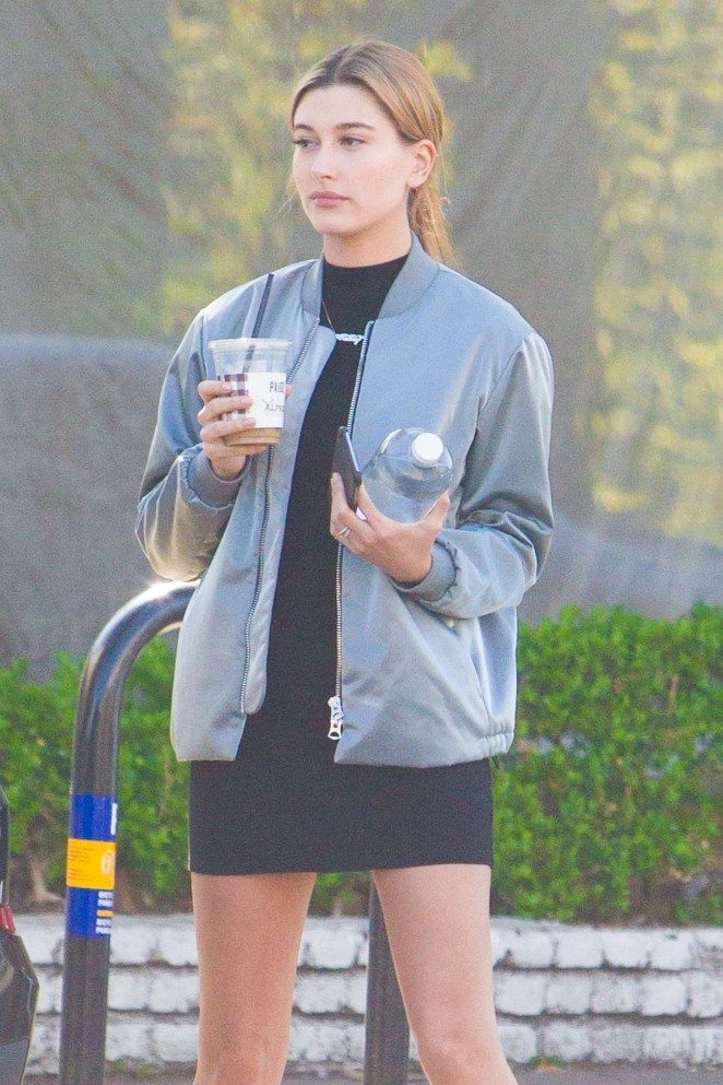 Hailey Baldwin in Mini Dress Out in West Hollywood
