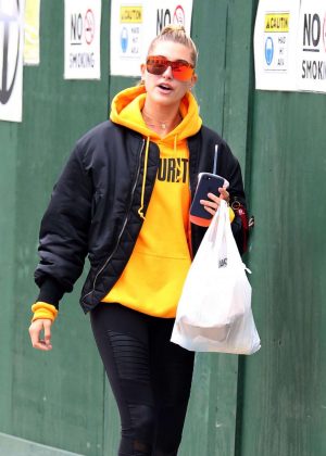 Hailey Baldwin in Spandex Out in New York