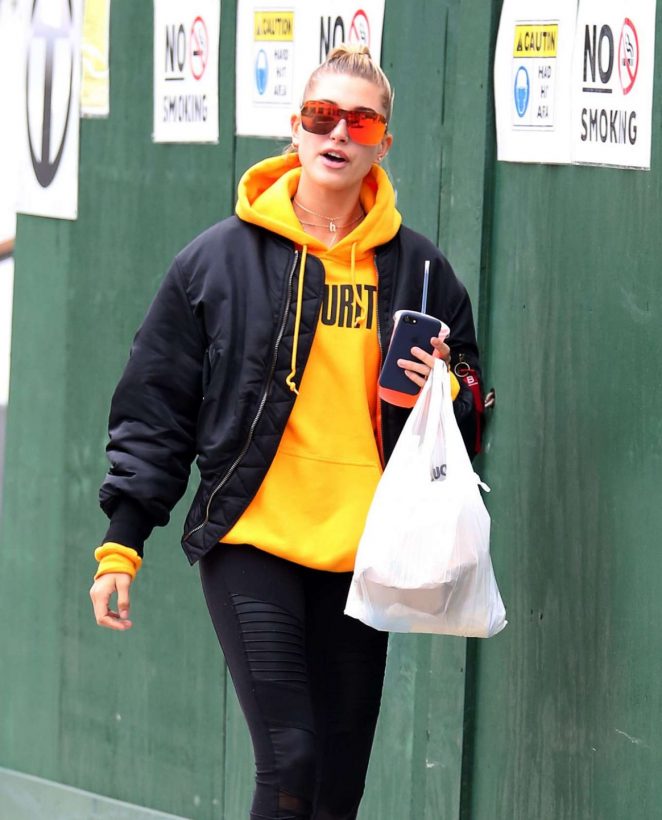 Hailey Baldwin in Spandex Out in New York
