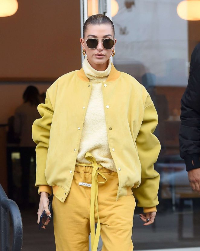 Hailey Baldwin in Yellow - Out and about in New York