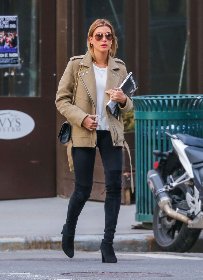 Hailey Baldwin in Tights Out in NYC