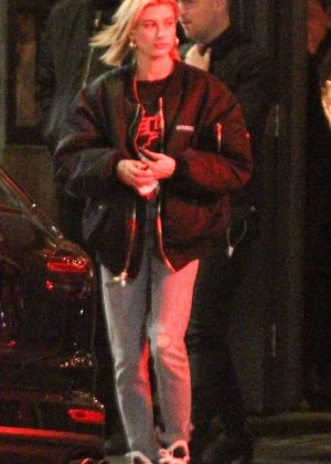 Hailey Baldwin - Wears a Vetements jacket out in West Hollywood