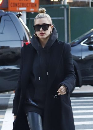 Hailey Baldwin - Wears all black out in New York City
