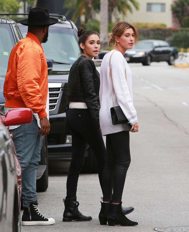 Hailey Baldwin with Madison Beer at Sugarfish in Beverly Hills