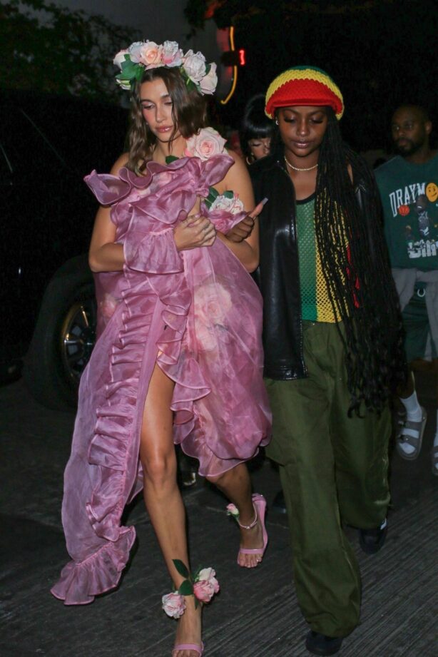 Hailey Bieber - Arriving at Vas Morgan’s Halloween Party in West Hollywood