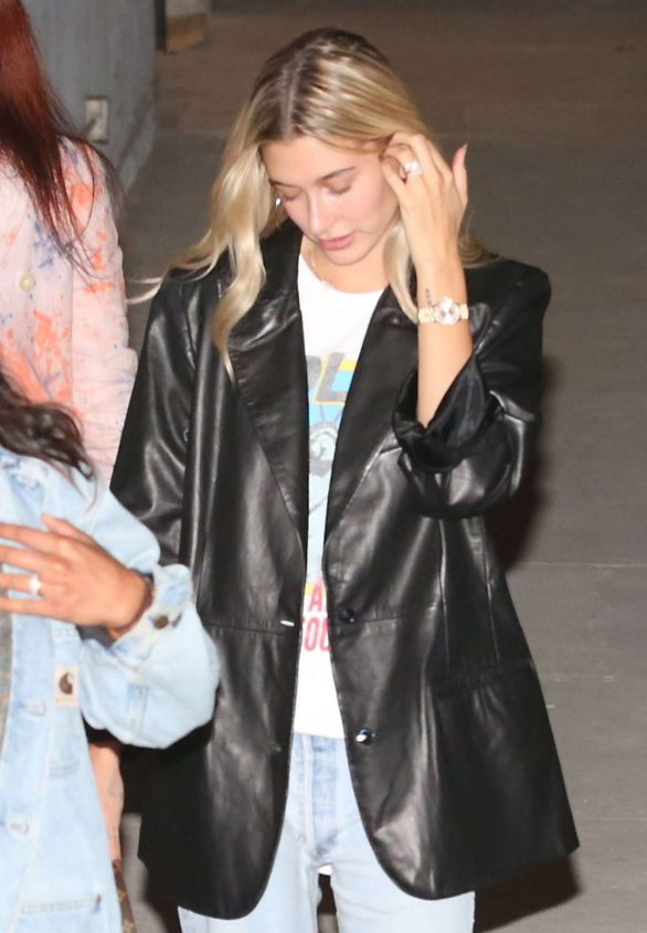 Hailey Bieber at night church service in Hollywood