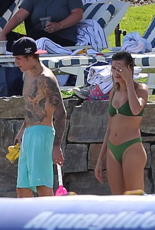 Hailey Bieber in a bikini with Justin Bieber on their vacation in Idaho