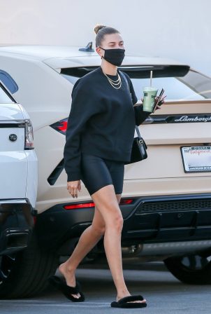 Hailey Bieber - In an all black ensemble as she leaves a dermatologist in Beverly Hills