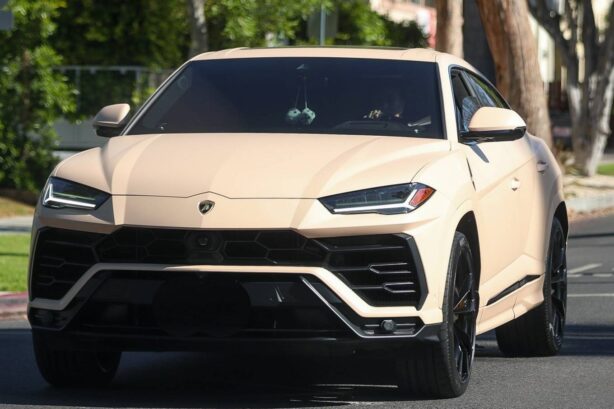 Hailey Bieber - In Lamborghini Urus in West Hollywood