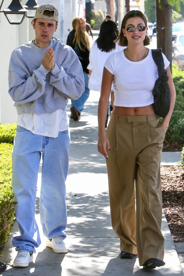 Hailey Bieber - Leaving the Great White in West Hollywood