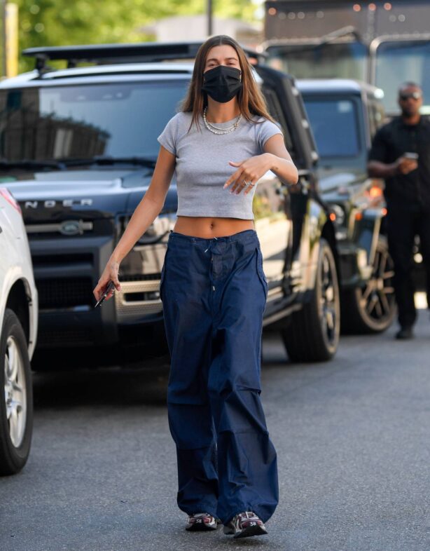 Hailey Bieber - Seen in a crop top while out in Los Angeles