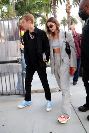 Hailey Bieber - With Justin arriving for a churchome service in Beverly Hills
